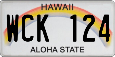 HI license plate WCK124