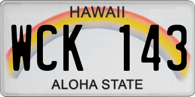 HI license plate WCK143