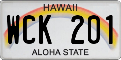 HI license plate WCK201