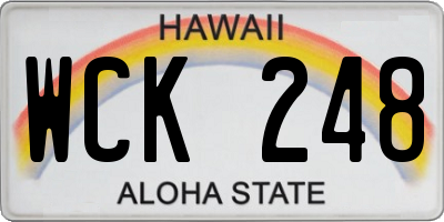HI license plate WCK248