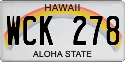 HI license plate WCK278