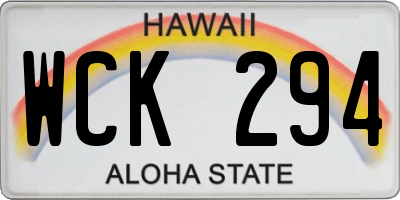 HI license plate WCK294