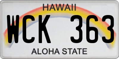 HI license plate WCK363