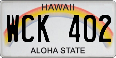 HI license plate WCK402