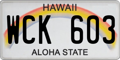 HI license plate WCK603