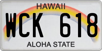 HI license plate WCK618