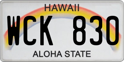 HI license plate WCK830
