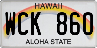 HI license plate WCK860