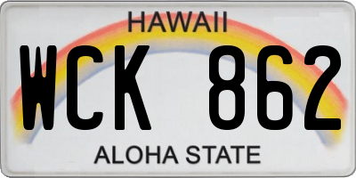 HI license plate WCK862