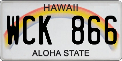 HI license plate WCK866