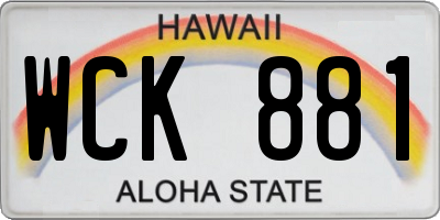 HI license plate WCK881