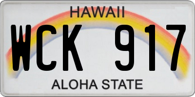 HI license plate WCK917