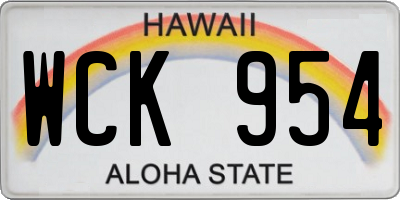 HI license plate WCK954