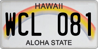 HI license plate WCL081