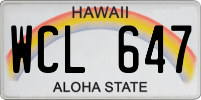 HI license plate WCL647