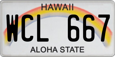 HI license plate WCL667