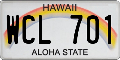 HI license plate WCL701