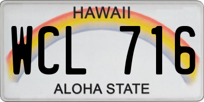 HI license plate WCL716