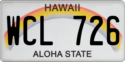 HI license plate WCL726