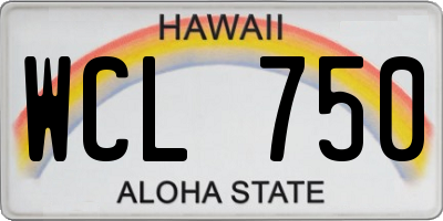 HI license plate WCL750
