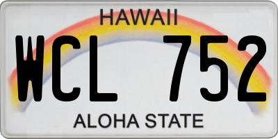 HI license plate WCL752