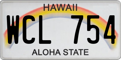 HI license plate WCL754