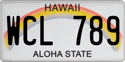 HI license plate WCL789