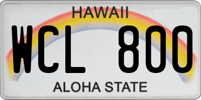 HI license plate WCL800
