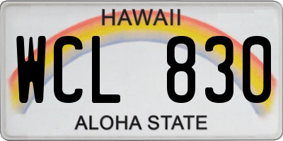 HI license plate WCL830