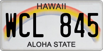 HI license plate WCL845