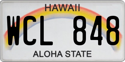 HI license plate WCL848