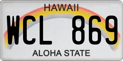 HI license plate WCL869