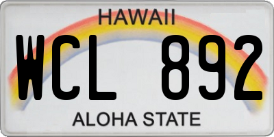 HI license plate WCL892
