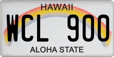 HI license plate WCL900