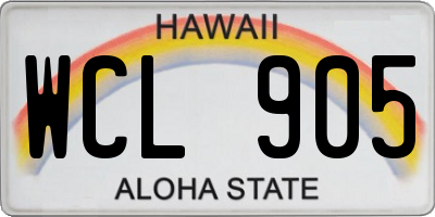 HI license plate WCL905