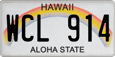 HI license plate WCL914