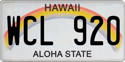 HI license plate WCL920