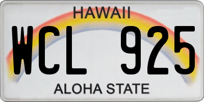 HI license plate WCL925
