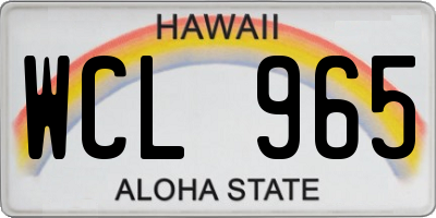 HI license plate WCL965
