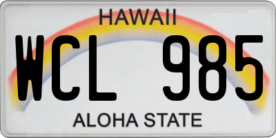 HI license plate WCL985