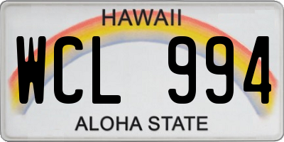 HI license plate WCL994