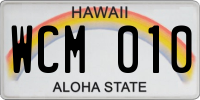 HI license plate WCM010