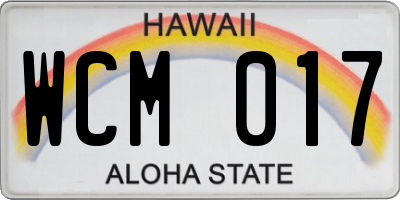 HI license plate WCM017