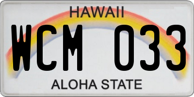 HI license plate WCM033