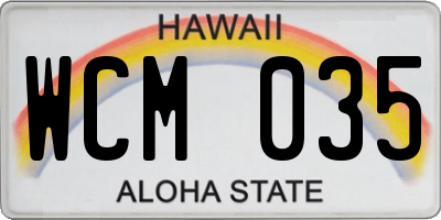 HI license plate WCM035