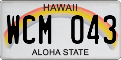 HI license plate WCM043