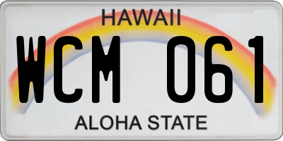 HI license plate WCM061