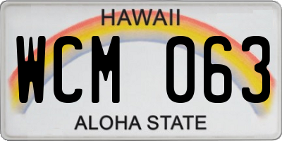HI license plate WCM063