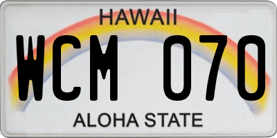 HI license plate WCM070