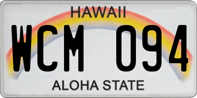 HI license plate WCM094